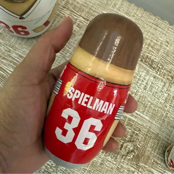 Ohio State Buckeyes Chris Spielman Red and White Nesting Dolls, Set of 3 - Picture 6 of 11